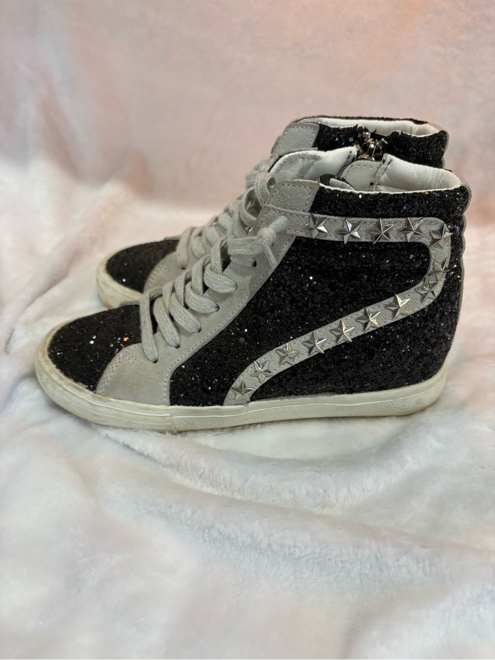 Vintage Havana Black Glitter & Gray Star-Trim High-Top Sneakers
